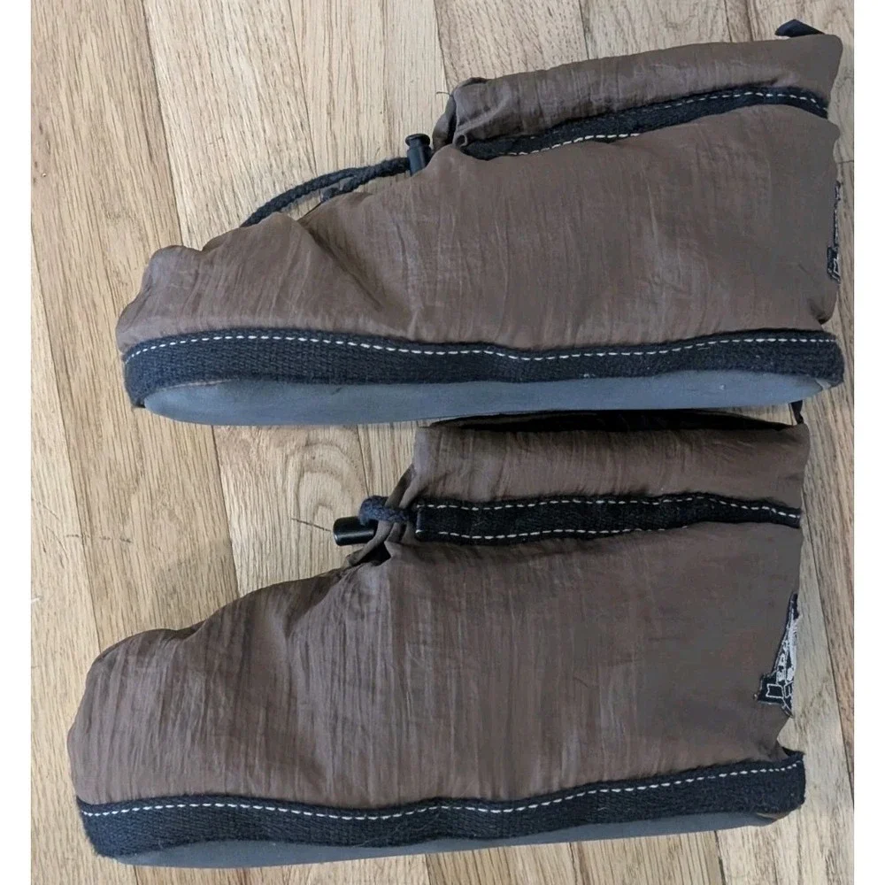 Vintage Eddie Bauer Down Booties Slippers Made in USA Brown Unisex XS Style 304